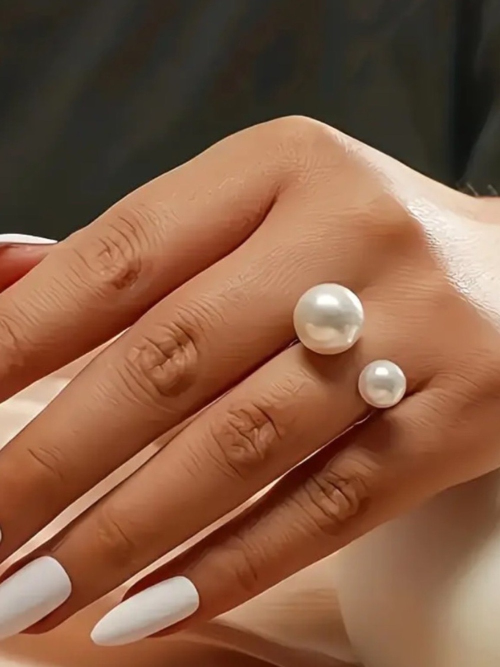 Elegant White Pearl Double-Accent Open Ring